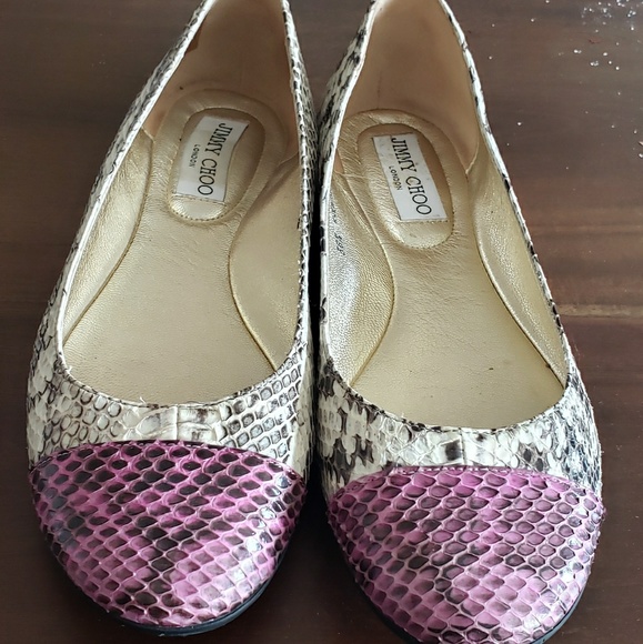 Jimmy Choo Shoes - Jimmy Choo Whirl Snake-skin Ballerina Flats